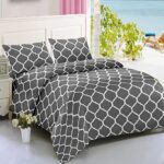 3 PCS Printed Soft Microfiber Duvet Cover Double with Pillowcases (200 x 200cm) – Grey
