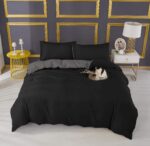 4PCS Single Reversible Black & Grey Fitted Sheet