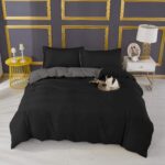 4PCS Single Reversible Black & Grey Fitted Sheet