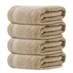 Bath Sheet Set (Beige, 4 Pack) 100% Combed Cotton Ring-Spun 600 GSM.